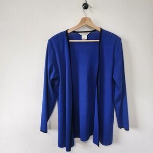 Womens Misook Petites Blue Cardigan Large Shoulder pads